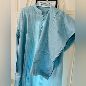 Light Blue Button-Up Tunic Pakistani co-ord L size